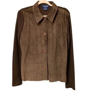 My Weekend Clothes Suede Leather Front Sweater Jacket Size Medium EUC